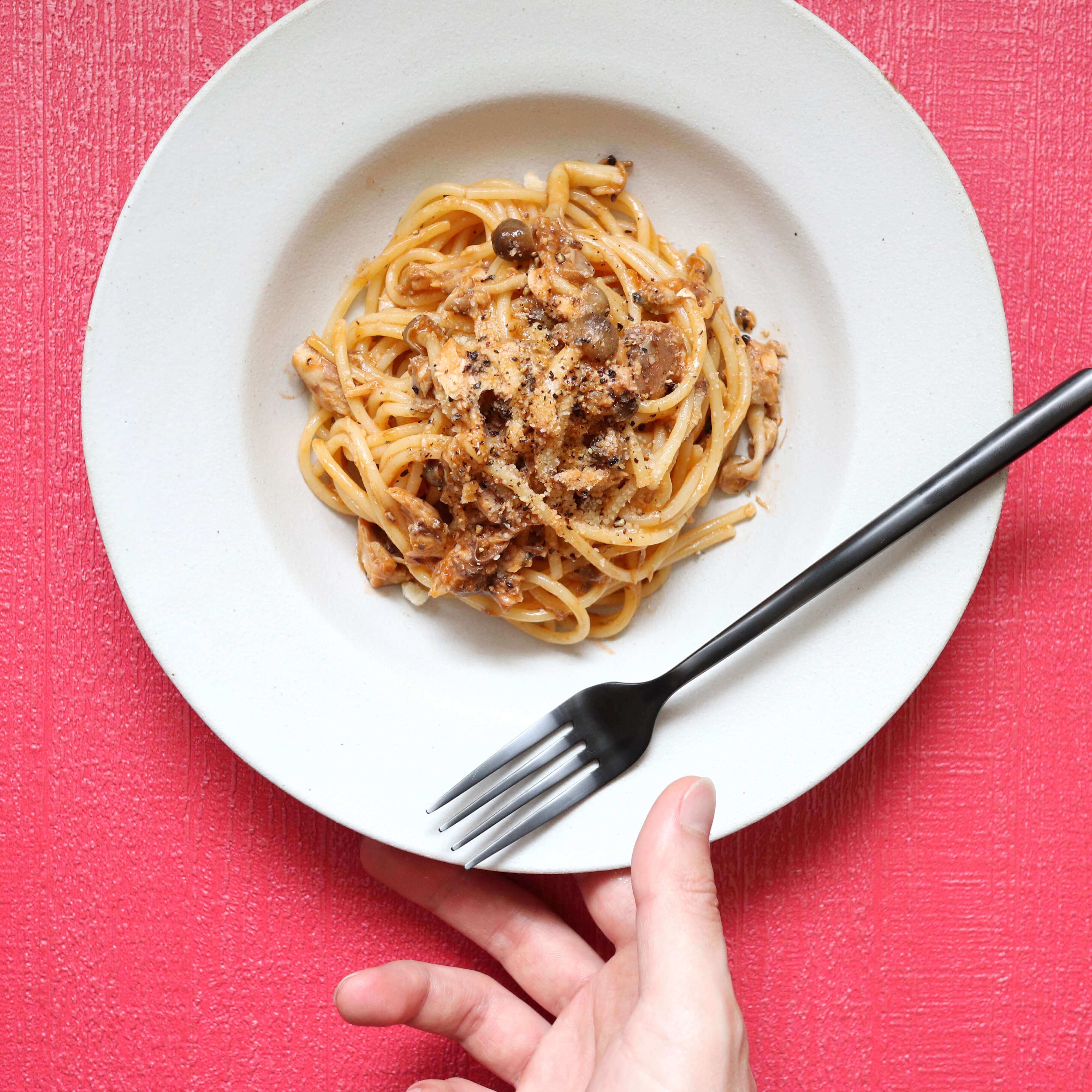 激うま 絶品 鯖缶ナポリタンのレシピ Binanpasta