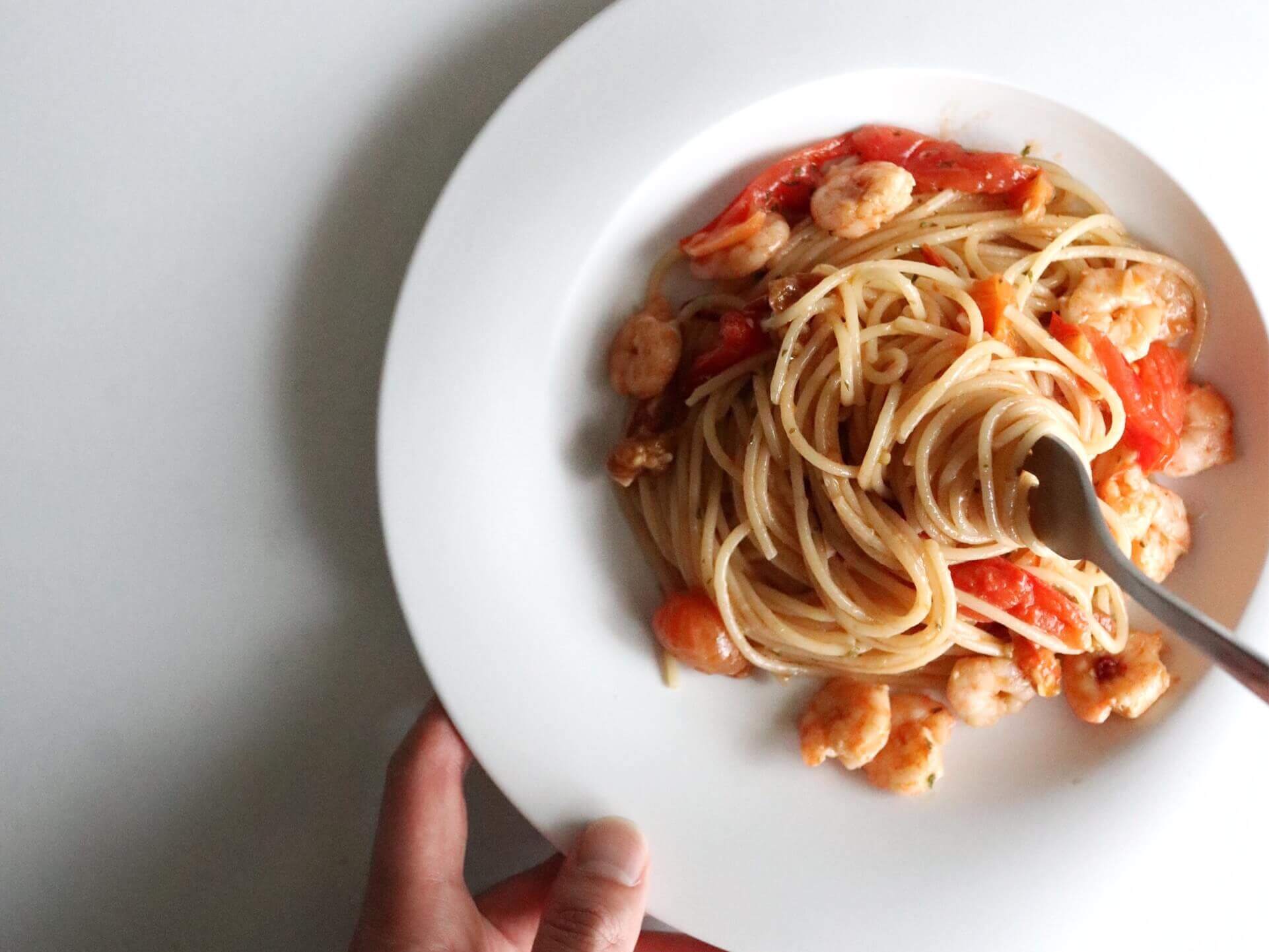 本格的 芝海老とミニトマトのオイルパスタのレシピ 作り方 Binanpasta