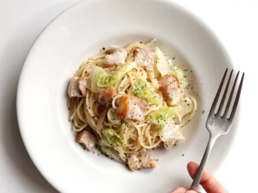 【旨み感じる】豚バラと白菜のパスタのレシピ/作り方